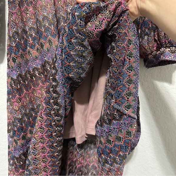 Altar'd State Multi Colored Woven Crochet Long Sleeve Lined Dress Size Small - Picture 7 of 9